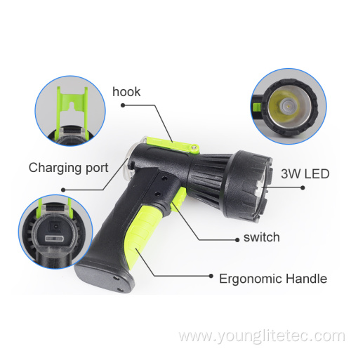 IP65 DC Rechargeable 200 lumens spotlight for Searching